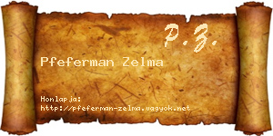 Pfeferman Zelma névjegykártya